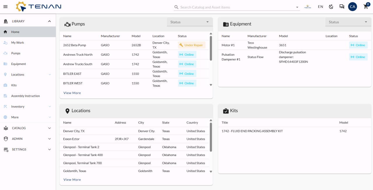 Tenan User Dashboard